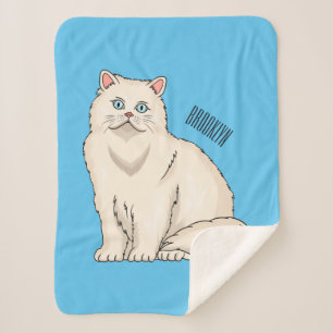 Persian cat cartoon illustration sherpa blanket