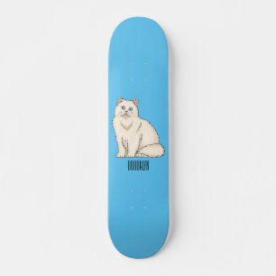 Persian cat cartoon illustration  skateboard