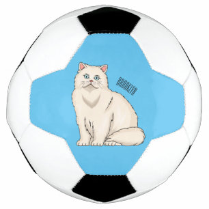 Persian cat cartoon illustration soccer ball