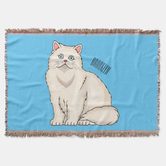 Persian cat cartoon illustration  throw blanket (Front)
