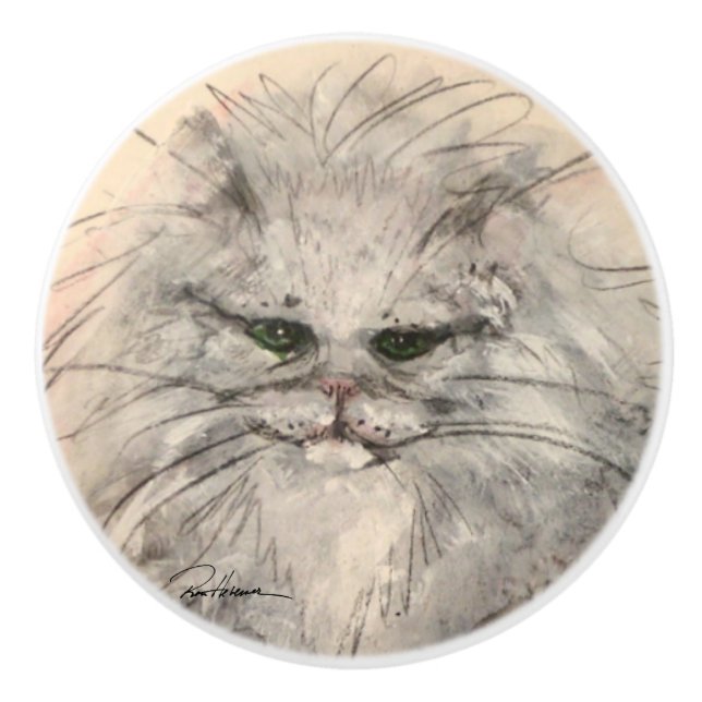 Persian Cat Ceramic Knob (Front)