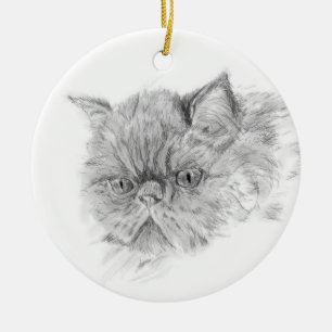persian cat ceramic tree decoration