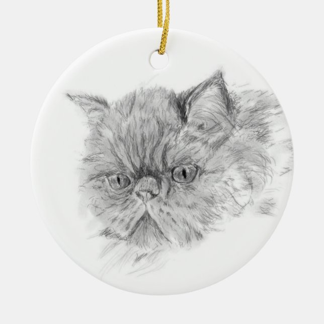 persian cat ceramic tree decoration (Front)