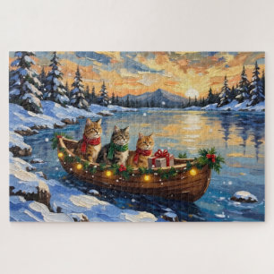 Persian Cat Christmas Boat Holiday Jigsaw Puzzle