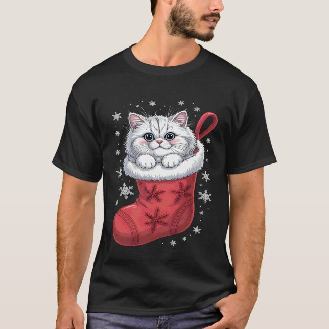 Persian Cat Christmas T-Shirt (Front)