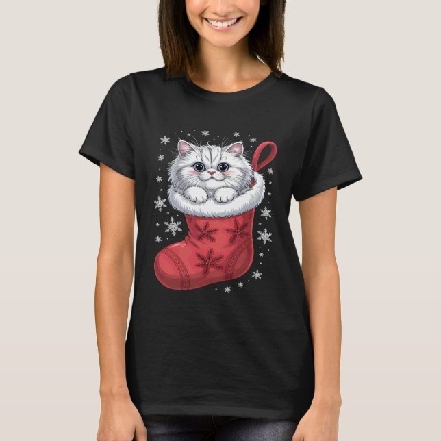 Persian Cat Christmas T-Shirt (Front)