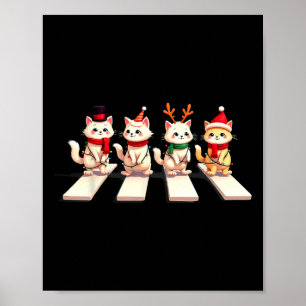 Persian Cat Crossing Road Xmas  Poster
