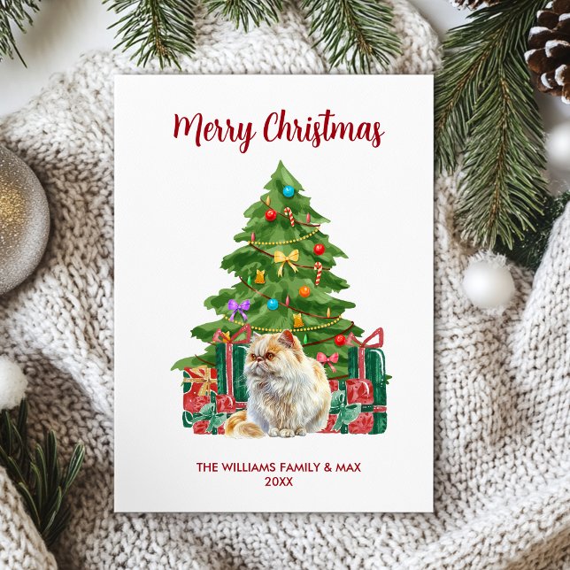 Persian Cat Family Christmas Holiday Card (Creator Uploaded)