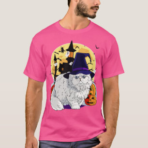 Persian Cat Funny Halloween Witch Pumpkin T-Shirt