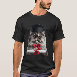 Persian Cat Graduation Ceremony Cap Graduate Diplo T-Shirt