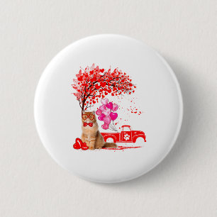 Persian Cat Heart Tree Valentines Day  6 Cm Round Badge