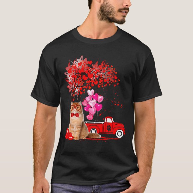 Persian Cat Heart Tree Valentines Day  T-Shirt (Front)