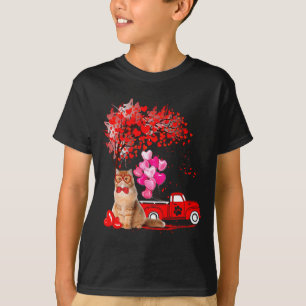 Persian Cat Heart Tree Valentines Day  T-Shirt