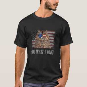 Persian Cat I Do What I Want Retro Usa Funny Cat T-Shirt