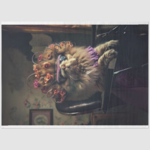 Persian Cat in a Feline Beauty Shop Decoupage Tissue Paper