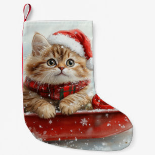 Persian Cat in Sledge Let it Snow Christmas Small Christmas Stocking