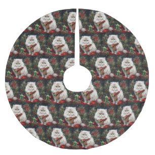 Persian Cat in Snow Christmas Brushed Polyester Tree Skirt