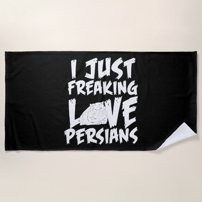Persian Cat Love Beach Towel (Front)