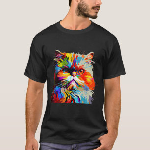 Persian Cat Lovers Colourful Pop Art Persian Cat T-Shirt