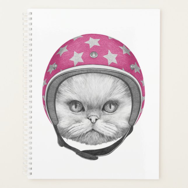 Persian Cat Motorcycle Rider Planner (Front)