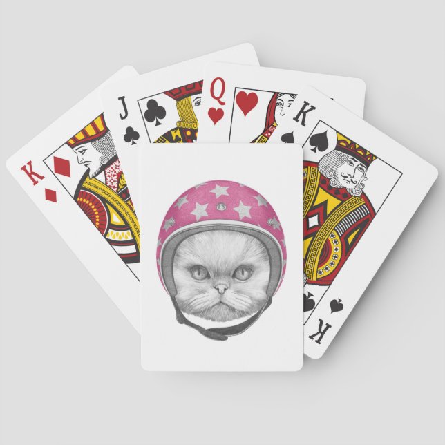 Persian Cat Motorcycle Rider Playing Cards (Back)