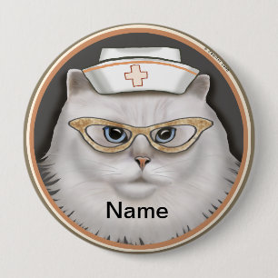 Persian cat nurse 10 cm round badge