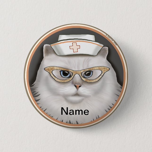 Persian Cat Nurse round pin (Front)