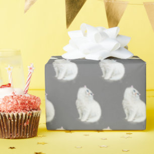 Persian Cat On Grey Wrapping Paper