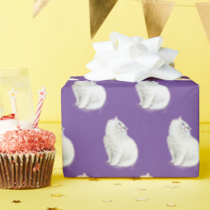 Persian Cat On Purple Wrapping Paper