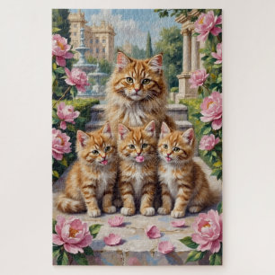 Persian Cat Peony Palace Art Jigsaw Puzzle