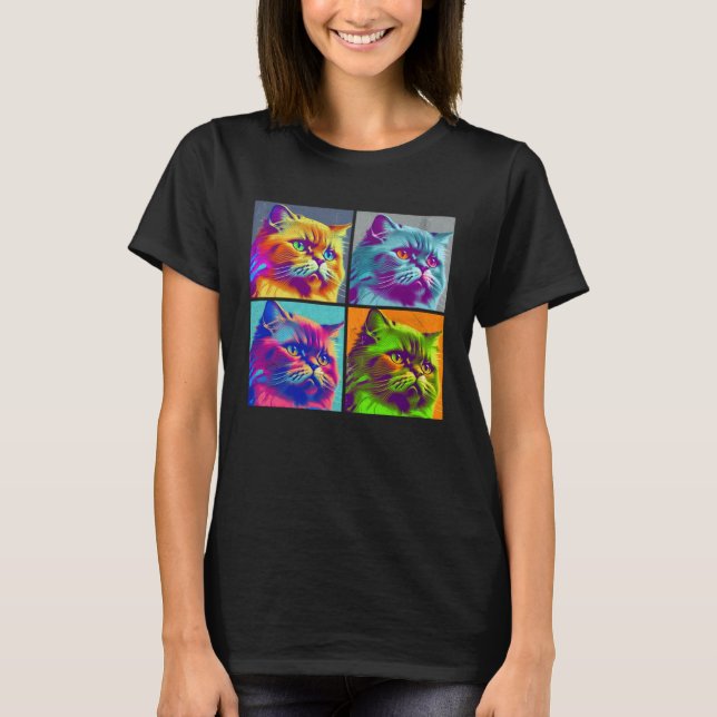Persian Cat Pop Illustration Colorful Animal Men   T-Shirt (Front)