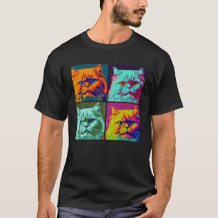 Persian Cat Pop Illustration Colourful Animal Men  T-Shirt