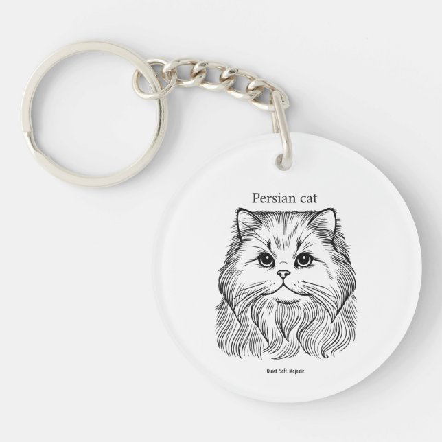 Persian Cat Portrait Key Ring (Front)
