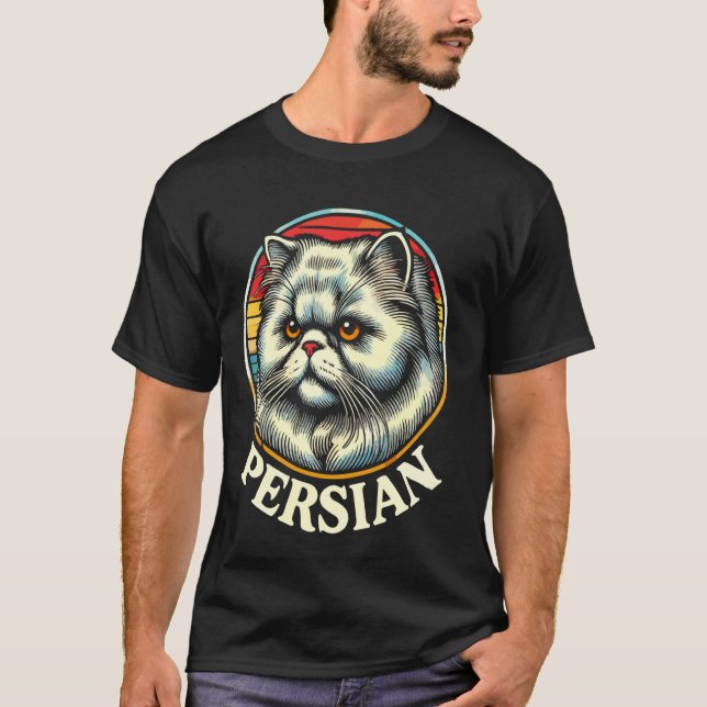 Persian Cat Retro Style T-Shirt (Front)