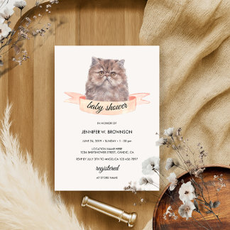 Persian Cat Ribbon Shower Invitation