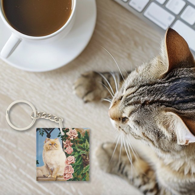 Persian Cat Roses Dryad Key Ring (Creator Uploaded)