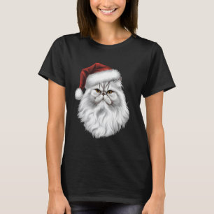 Persian Cat Santa Claus Hat and Beard Christmas Ca T-Shirt