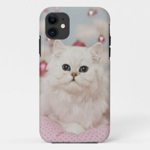 Persian cat sitting on pink pillow Case-Mate iPhone case