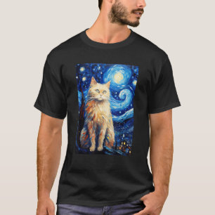 Persian Cat Starry Night Vincent van Gogh Pet T-Shirt