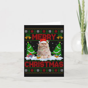 Persian Cat Ugly Xmas Sweater Funny Animal Lights Card