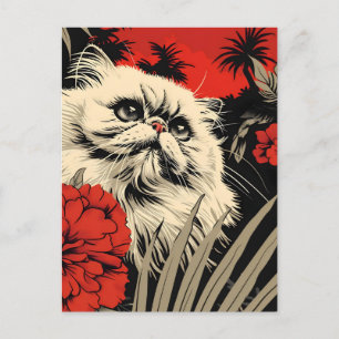 Persian Cat Vintage Art Postcard