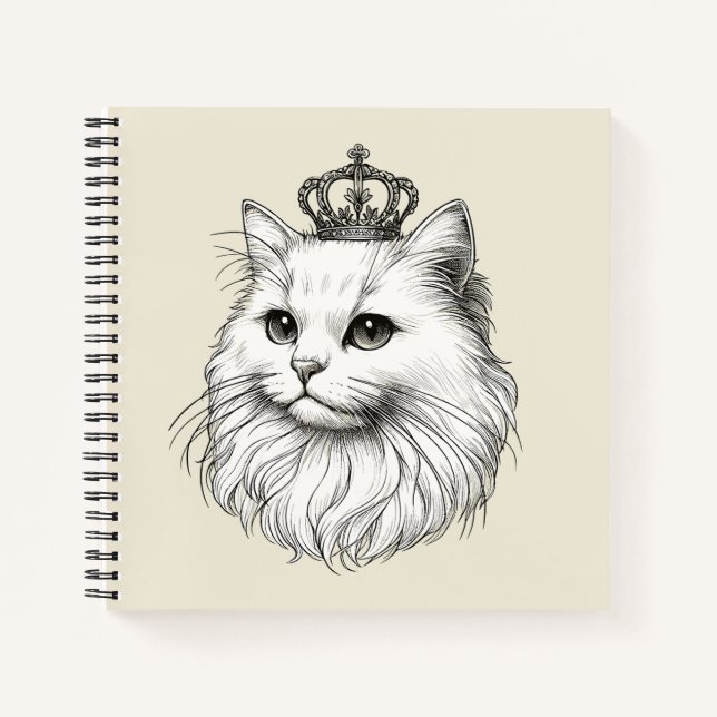 Persian Cat Wearing a Crown  Notebook (Front)