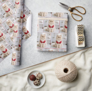Persian Cat Wearing a Red Bra Wrapping Paper