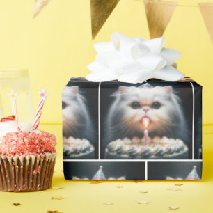 Persian Cat With a Birthday Cake Wrapping Paper