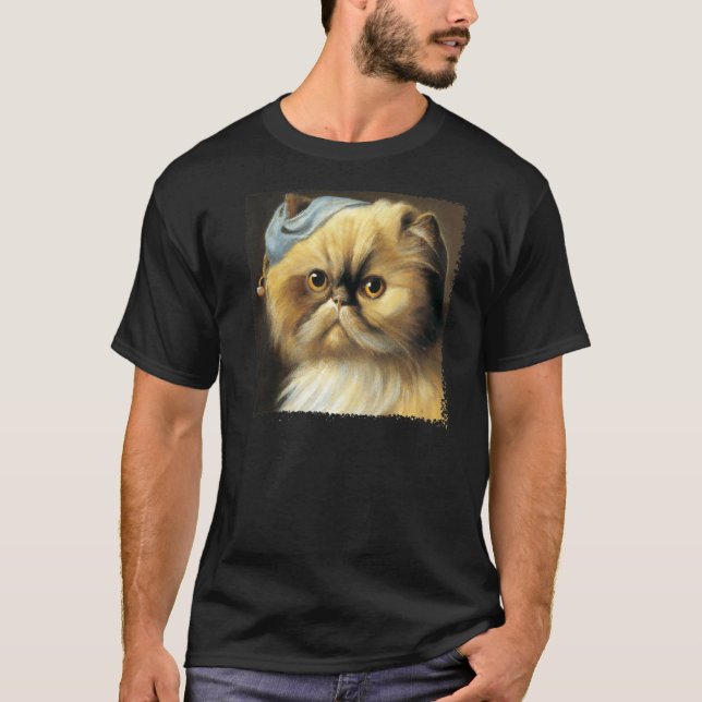 Persian cat with a pear earring classical parody f T-Shirt (Front)