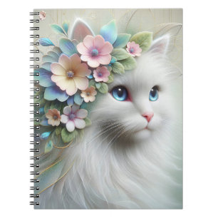 Persian Cat With Floral Laurel Notebook