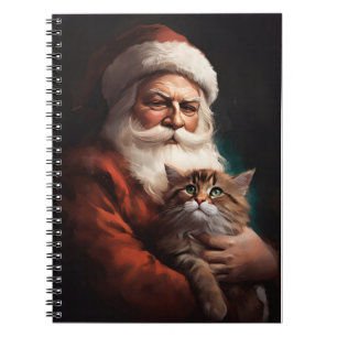 Persian Cat With Santa Claus Festive Christmas  Notebook