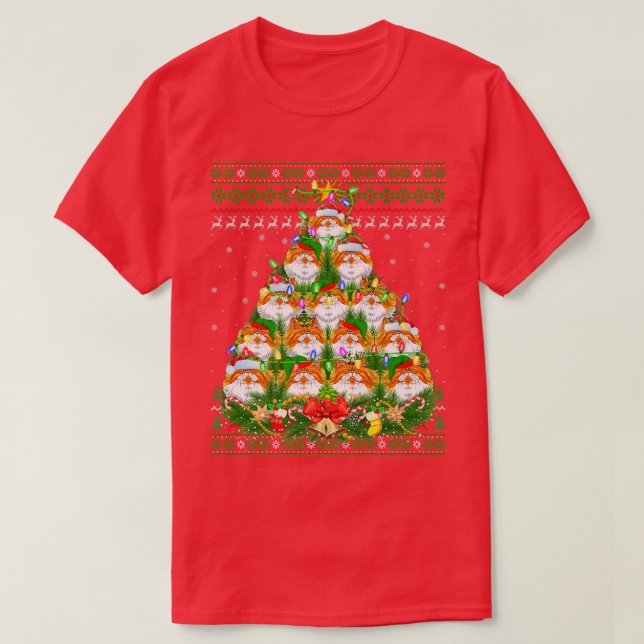 Persian Cat Xmas Lighting Tree Persian Cat Ugly Ch T-Shirt (Design Front)