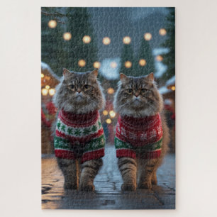 Persian Cats Christmas Snow Holiday Jigsaw Puzzle