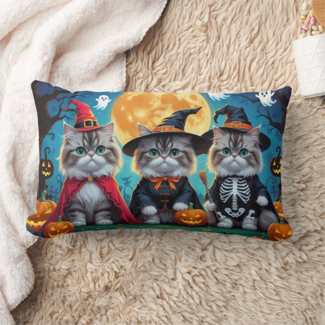 Persian Cats Pumpkin Halloween Funny Lumbar Cushion (Blanket)
